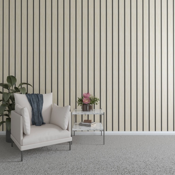 Ekena Millwork 94H x 1/4T Adjustable Wood Slat Wall Panel Kit w/ 4W Slats, Birch contains 11 Slats SWW55X94X0250BI - main